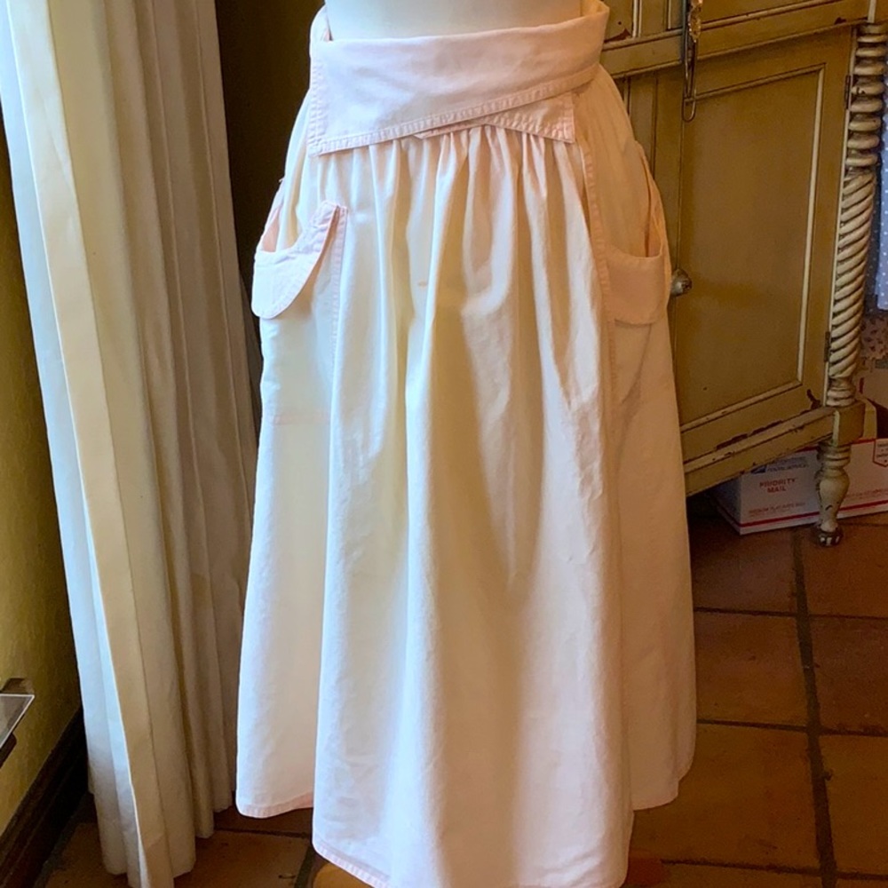 Outback Red Cream A-Line Midi Skirt with Front Pockets